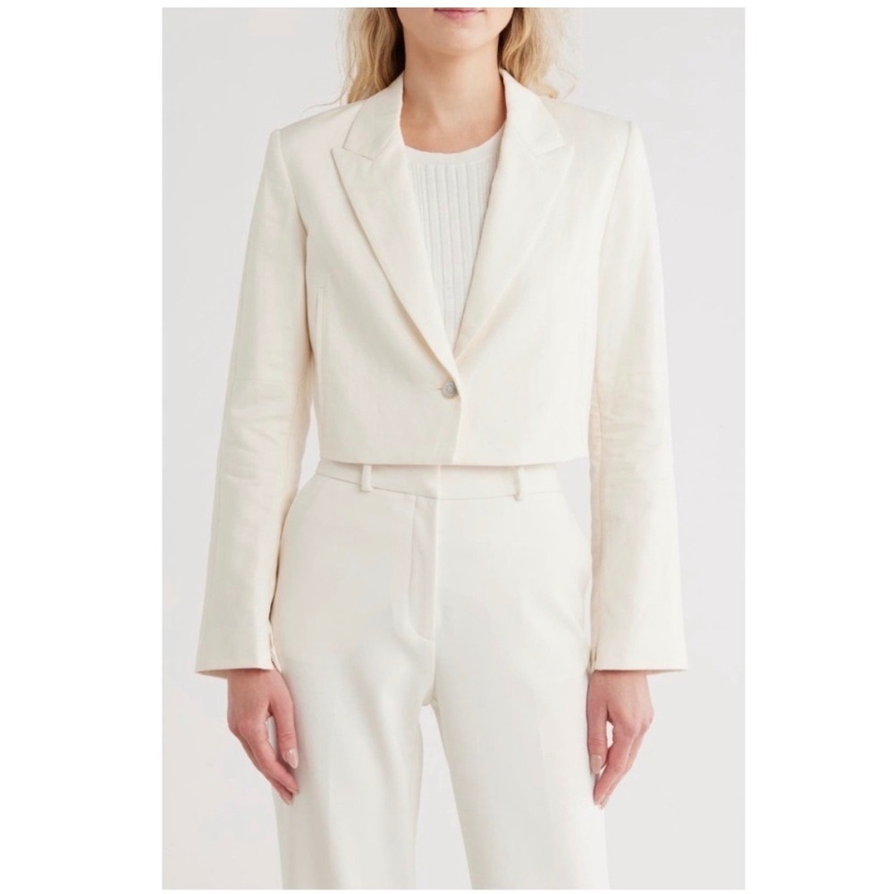 TWP My Better Half Blazer Womens Small Ivory Crop Office Minimal Capsule Classic